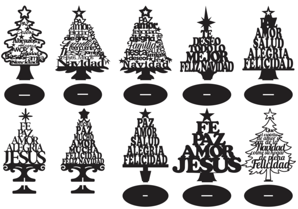 54 Christmas Tree Vector Pack - Laser Cut & CNC Files (CDR, DXF, SVG, EPS, AI)
