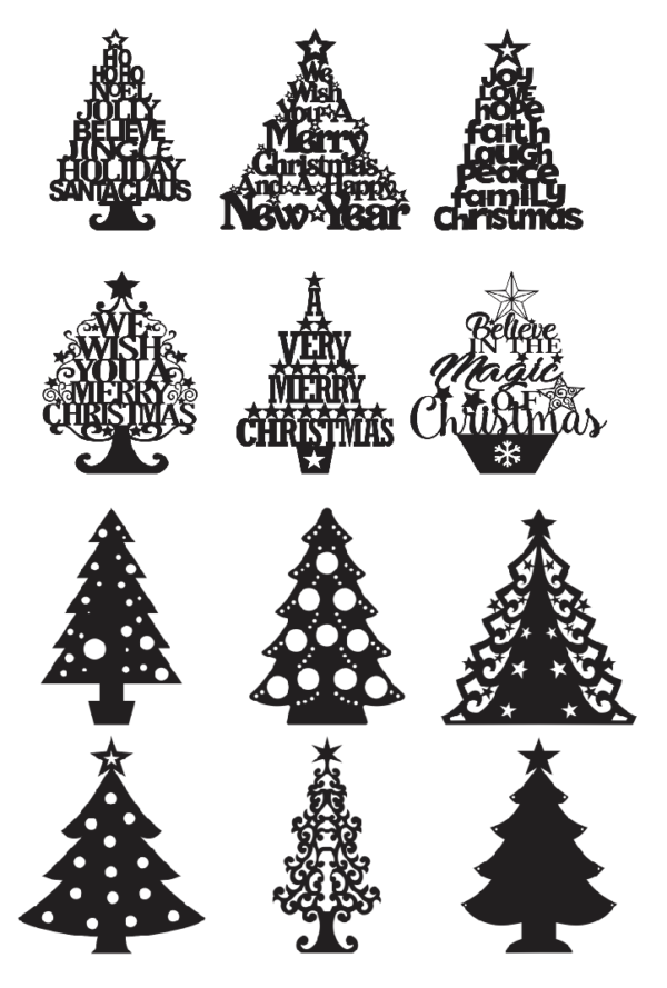 54 Christmas Tree Vector Pack - Laser Cut & CNC Files (CDR, DXF, SVG, EPS, AI)