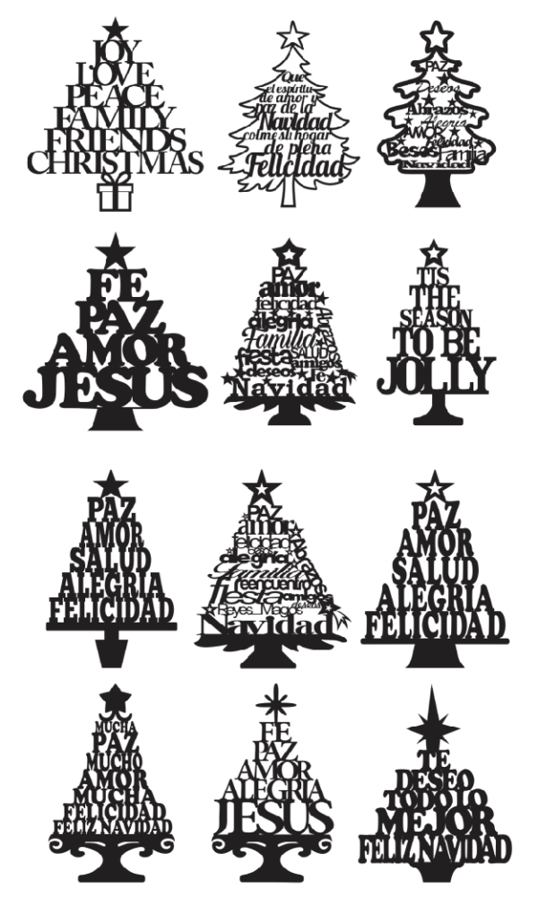 54 Christmas Tree Vector Pack - Laser Cut & CNC Files (CDR, DXF, SVG, EPS, AI)