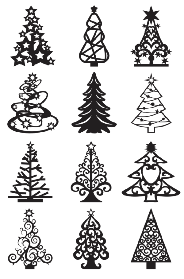 54 Christmas Tree Vector Pack - Laser Cut & CNC Files (CDR, DXF, SVG, EPS, AI)