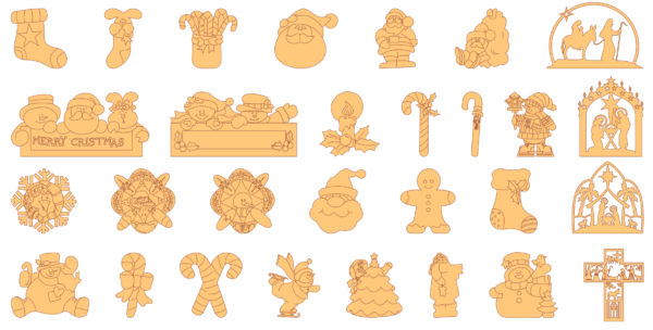 250 Christmas Figures Vector Pack - Laser Cut & CNC Files (CDR, DXF, SVG, EPS, AI)
