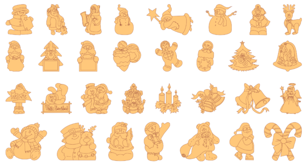 250 Christmas Figures Vector Pack - Laser Cut & CNC Files (CDR, DXF, SVG, EPS, AI)