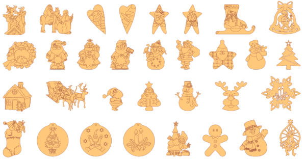 250 Christmas Figures Vector Pack - Laser Cut & CNC Files (CDR, DXF, SVG, EPS, AI)