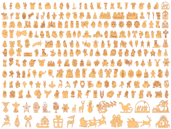 250 Christmas Figures Vector Pack - Laser Cut & CNC Files (CDR, DXF, SVG, EPS, AI)
