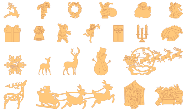 250 Christmas Figures Vector Pack - Laser Cut & CNC Files (CDR, DXF, SVG, EPS, AI)