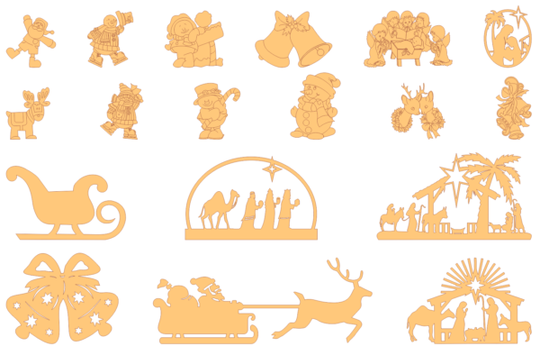 250 Christmas Figures Vector Pack - Laser Cut & CNC Files (CDR, DXF, SVG, EPS, AI)