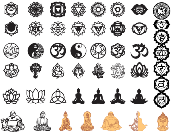 43 Spiritual Yoga Lotus Vector Pack - Laser Cut & CNC Files (CDR, DXF, SVG, EPS, AI)