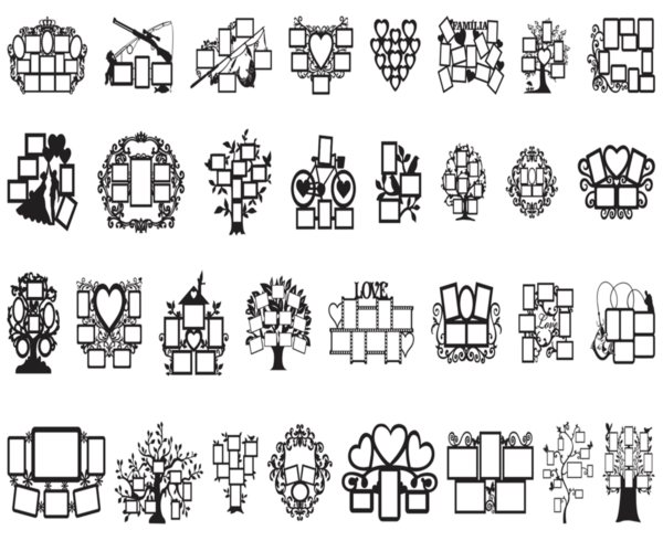 2019-11-17 (1) 62 Multiple Frames Vector Pack - Laser Cut & CNC Files (CDR, DXF, SVG, EPS, AI)