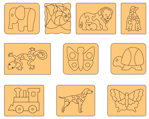 100 Puzzle For Children Vector Pack - Laser Cut & CNC Files (CDR, DXF, SVG, EPS, AI)