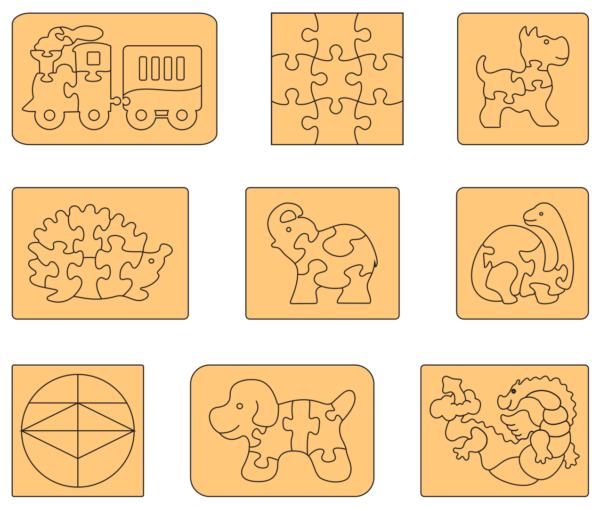 100 Puzzle For Children Vector Pack - Laser Cut & CNC Files (CDR, DXF, SVG, EPS, AI)