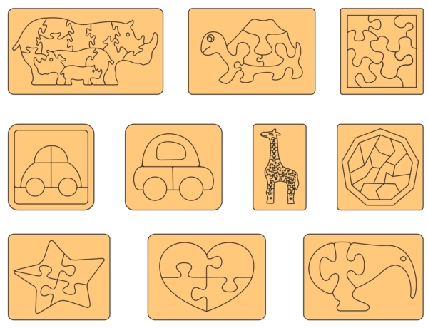 100 Puzzle For Children Vector Pack - Laser Cut & CNC Files (CDR, DXF, SVG, EPS, AI)