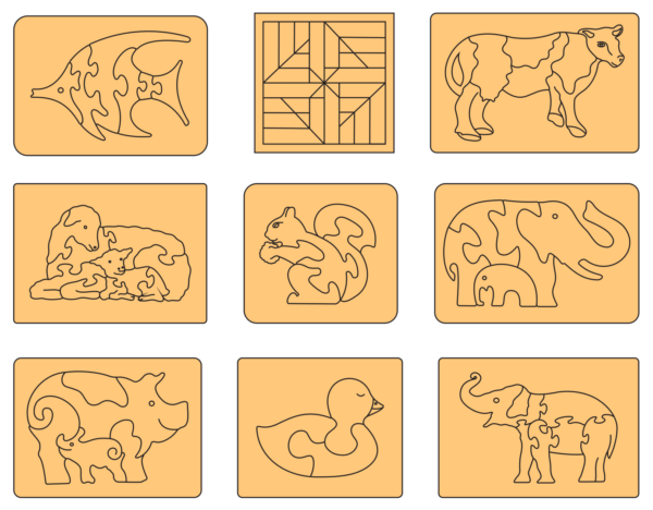 100 Puzzle For Children Vector Pack - Laser Cut & CNC Files (CDR, DXF, SVG, EPS, AI)