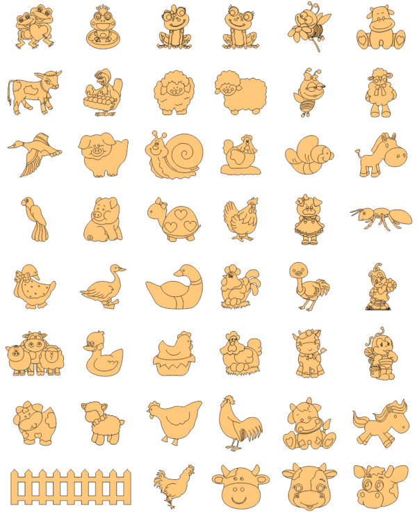 2019-11-21 (15) 240 Cute Animals Figures Vector Pack - Laser Cut & CNC Files (CDR, DXF, SVG, EPS, AI)