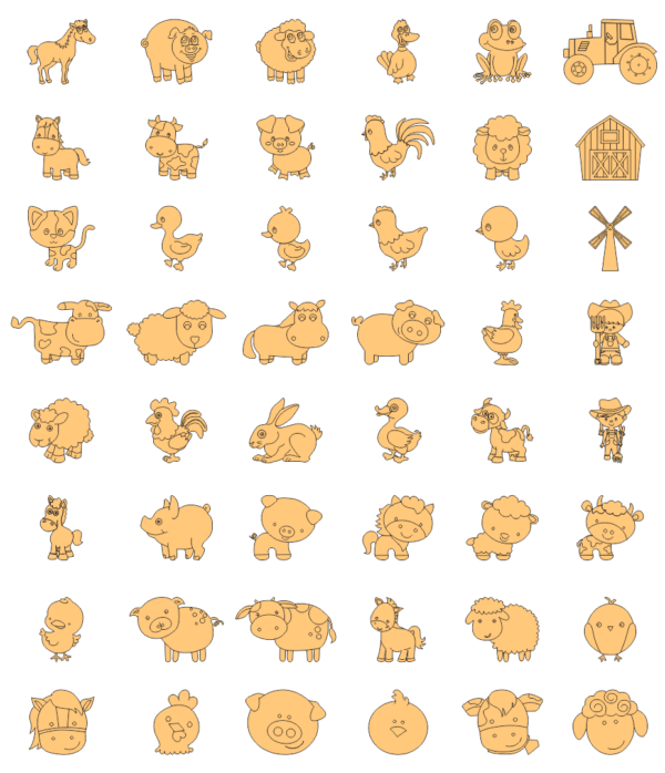 2019-11-21 (16) 240 Cute Animals Figures Vector Pack - Laser Cut & CNC Files (CDR, DXF, SVG, EPS, AI)