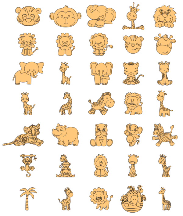2019-11-21 (17) 240 Cute Animals Figures Vector Pack - Laser Cut & CNC Files (CDR, DXF, SVG, EPS, AI)