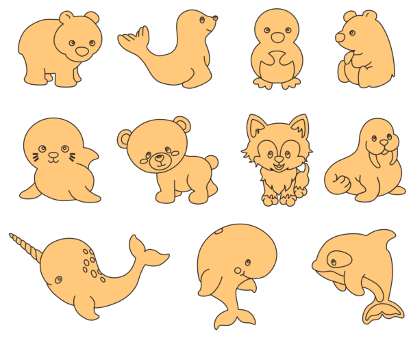 2019-11-21 (21) 240 Cute Animals Figures Vector Pack - Laser Cut & CNC Files (CDR, DXF, SVG, EPS, AI)