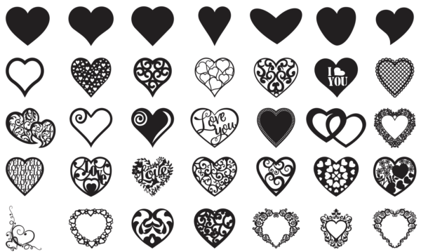 2019-12-31 (1) 260 Heart Valentine Day Vector Pack - Laser Cut & CNC Files (CDR, DXF, SVG, EPS, AI)