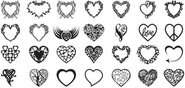 2019-12-31 (2) 260 Heart Valentine Day Vector Pack - Laser Cut & CNC Files (CDR, DXF, SVG, EPS, AI)