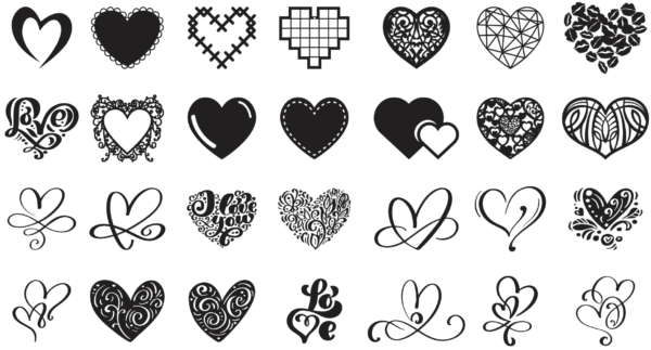 2019-12-31 (6) 260 Heart Valentine Day Vector Pack - Laser Cut & CNC Files (CDR, DXF, SVG, EPS, AI)