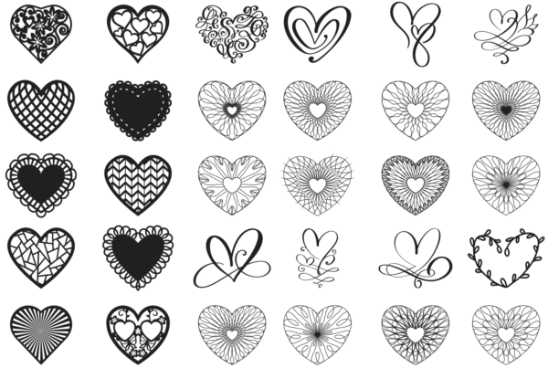 2019-12-31 (7) 260 Heart Valentine Day Vector Pack - Laser Cut & CNC Files (CDR, DXF, SVG, EPS, AI)