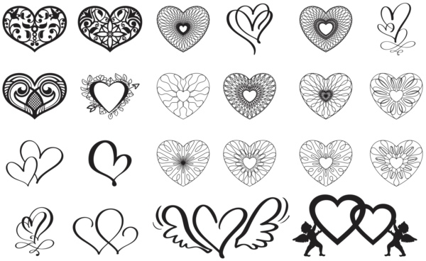 2019-12-31 (9) 260 Heart Valentine Day Vector Pack - Laser Cut & CNC Files (CDR, DXF, SVG, EPS, AI)