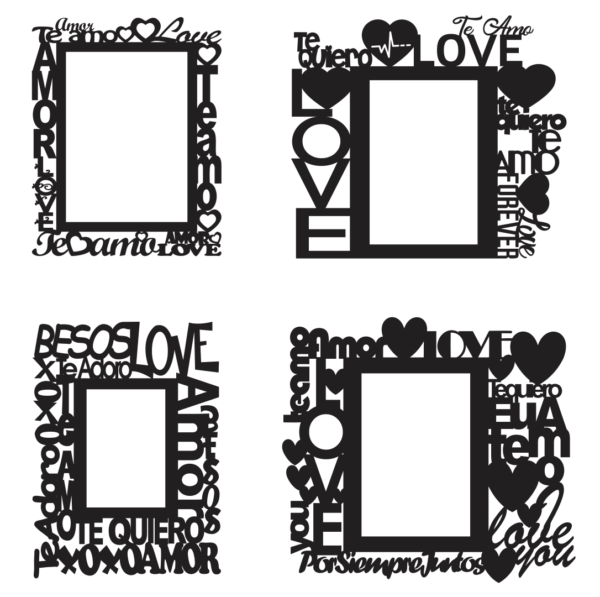 2020-01-14 (7) 55 Valentine Photo Frames Vector Pack - Laser Cut & CNC Files (CDR, DXF, SVG, EPS, AI)