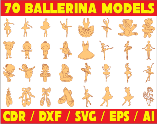 70 Ballerina Models Vector Pack - Laser Cut & CNC Files (CDR, DXF, SVG, EPS, AI)