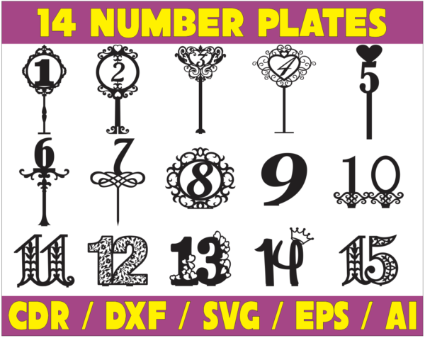 2020-04-05 (1) Table Numbers Vector Pack - Laser Cut & CNC Files (CDR, DXF, SVG, EPS, AI)