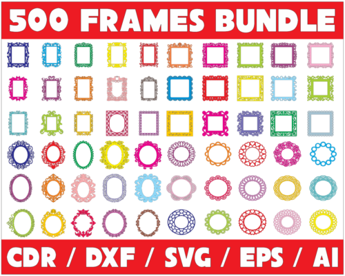 500 Frames Vector Pack - Laser Cut & CNC Files (CDR, DXF, SVG, EPS, AI)