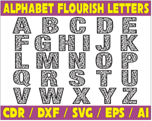 Alphabet Flourish Letters Vector Pack - Laser Cut & CNC Files (CDR, DXF, SVG, EPS, AI)