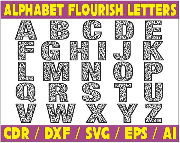 Alphabet Flourish Letters Vector Pack - Laser Cut & CNC Files (CDR, DXF, SVG, EPS, AI)