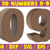 3D Numbers 0-9 Vector Pack - Laser Cut & CNC Files (CDR, DXF, SVG, EPS, AI)