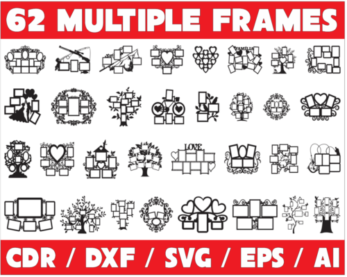 2020-04-06 (3) 62 Multiple Frames Vector Pack - Laser Cut & CNC Files (CDR, DXF, SVG, EPS, AI)