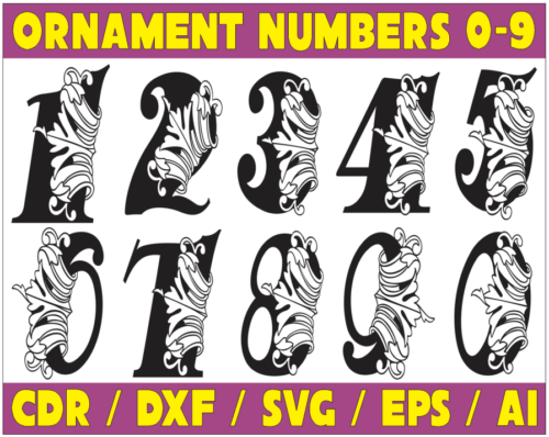 Ornament Numbers Vector Pack - Laser Cut & CNC Files (CDR, DXF, SVG, EPS, AI)