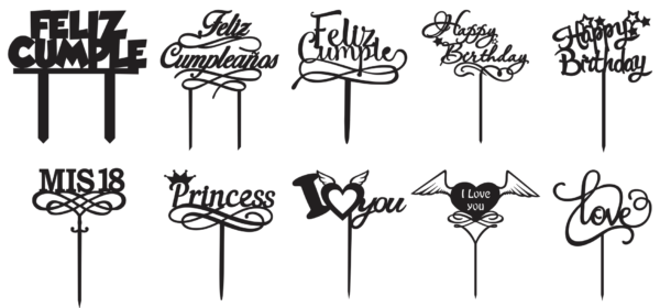 2020-04-14 (2) 100 Cake Toppers Vector Pack - Laser Cut & CNC Files (CDR, DXF, SVG, EPS, AI)