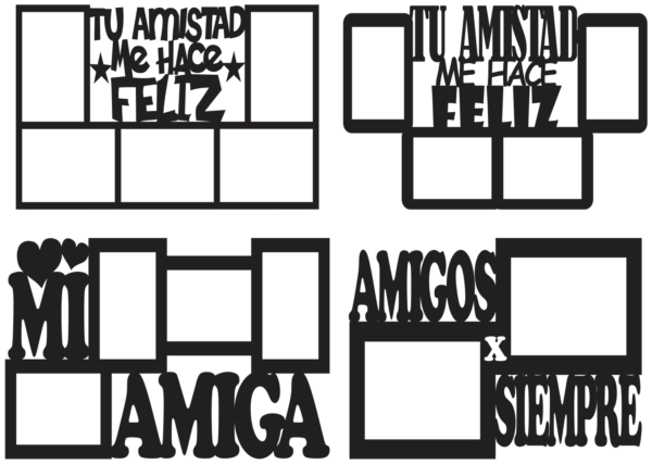 2020-04-17 (3) 25 Friendship Day Photo Frames Vector Pack - Laser Cut & CNC Files (CDR, DXF, SVG, EPS, AI)