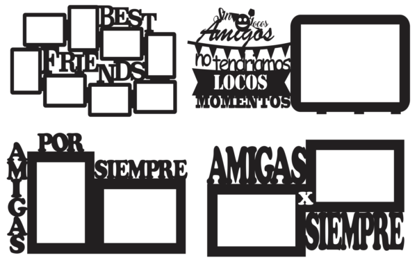 2020-04-17 (5) 25 Friendship Day Photo Frames Vector Pack - Laser Cut & CNC Files (CDR, DXF, SVG, EPS, AI)