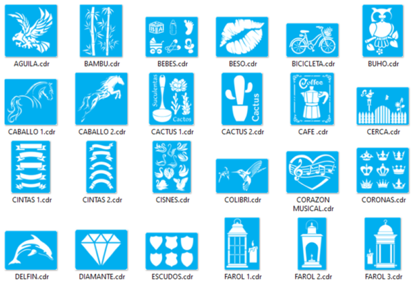 2020-09-22 (1) Stencils Set 2 Vector Pack - Laser Cut & CNC Files (CDR, DXF, SVG, EPS, AI)