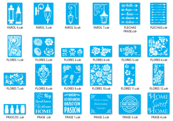 2020-09-22 (10) Stencils Set 2 Vector Pack - Laser Cut & CNC Files (CDR, DXF, SVG, EPS, AI)