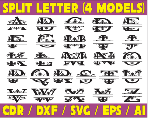 Split Letter Vector Pack - Laser Cut & CNC Files (CDR, DXF, SVG, EPS, AI)