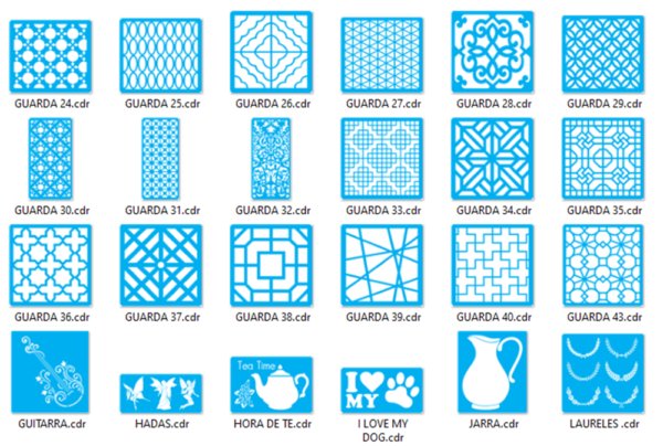 2020-09-22 (6) Stencils Set 2 Vector Pack - Laser Cut & CNC Files (CDR, DXF, SVG, EPS, AI)