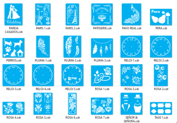 2020-09-22 (8) Stencils Set 2 Vector Pack - Laser Cut & CNC Files (CDR, DXF, SVG, EPS, AI)