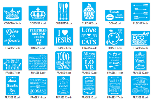 Stencils Set 3 Vector Pack - Laser Cut & CNC Files (CDR, DXF, SVG, EPS, AI)