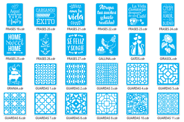 Stencils Set 3 Vector Pack - Laser Cut & CNC Files (CDR, DXF, SVG, EPS, AI)