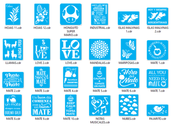 Stencils Set 3 Vector Pack - Laser Cut & CNC Files (CDR, DXF, SVG, EPS, AI)