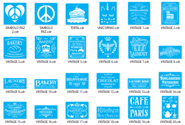 Stencils Set 3 Vector Pack - Laser Cut & CNC Files (CDR, DXF, SVG, EPS, AI)