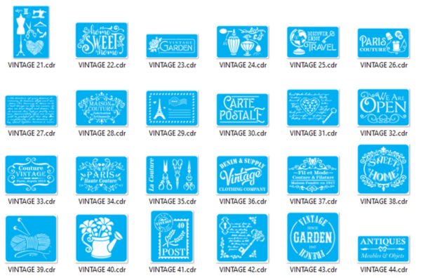 Stencils Set 3 Vector Pack - Laser Cut & CNC Files (CDR, DXF, SVG, EPS, AI)