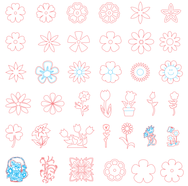 450 Flowers - Leaves Vector Pack - Laser Cut & CNC Files (CDR, DXF, SVG, EPS, AI)