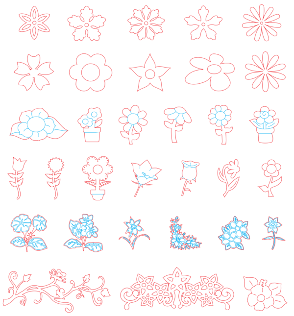 450 Flowers - Leaves Vector Pack - Laser Cut & CNC Files (CDR, DXF, SVG, EPS, AI)