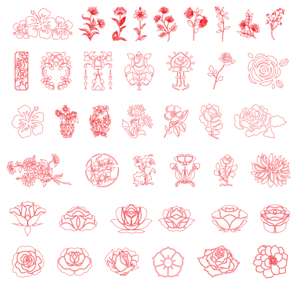 450 Flowers - Leaves Vector Pack - Laser Cut & CNC Files (CDR, DXF, SVG, EPS, AI)
